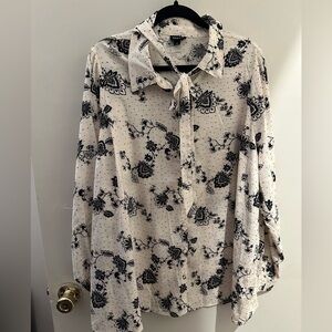 Black and cream floral blouse